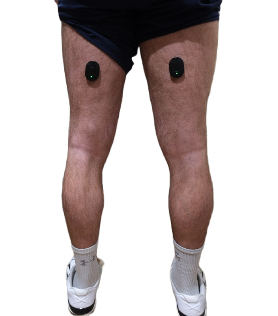 Pulse Device being used on the hamstring leg